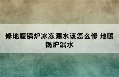 修地暖锅炉冰冻漏水该怎么修 地暖锅炉漏水